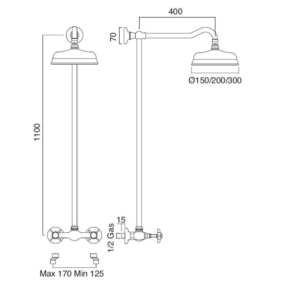 Handgefertigtes Messing-Duschkopfset im klassischen Stil - Miriano Viadurini