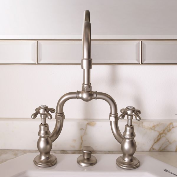 Vintage mischergruppe für brückenwaschbecken aus messing made in italy - klarisa