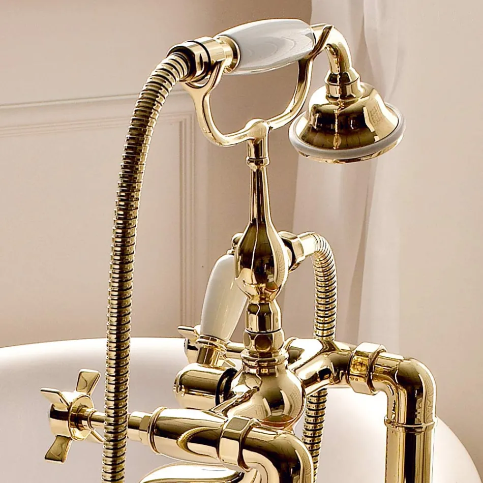 Vintage Design Messing Stehende Badewanne Gruppe Made in Italy - Katerina Viadurini