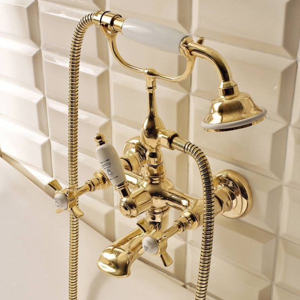 Badewannenset aus messing im vintage-stil, hergestellt in italien – katerina