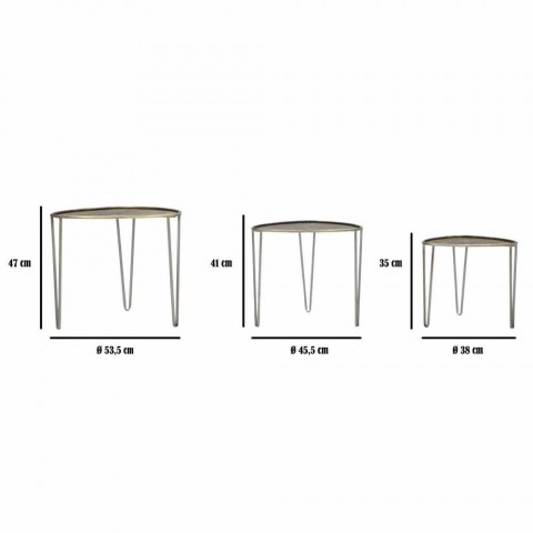 Satz von drei modernen Eisen-ovalen Design-Couchtischen