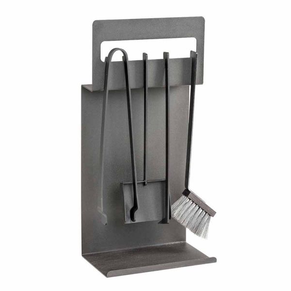 Set mit 4 schwarzen stahlwerkzeugen für den kamin made in italy - rachel