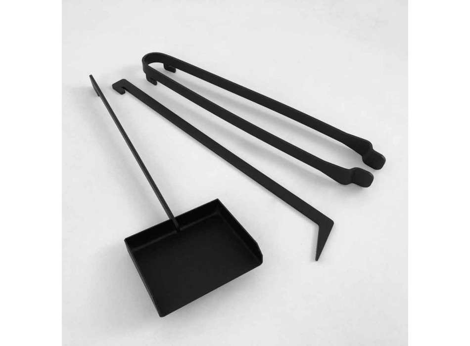 Set Design Kaminholzset  aus schwarzem Stahl Made in Italy - Ostro