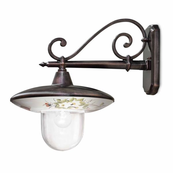Garten-wandlampe aus schwarzem aluminium, handbemalte blumen - latein