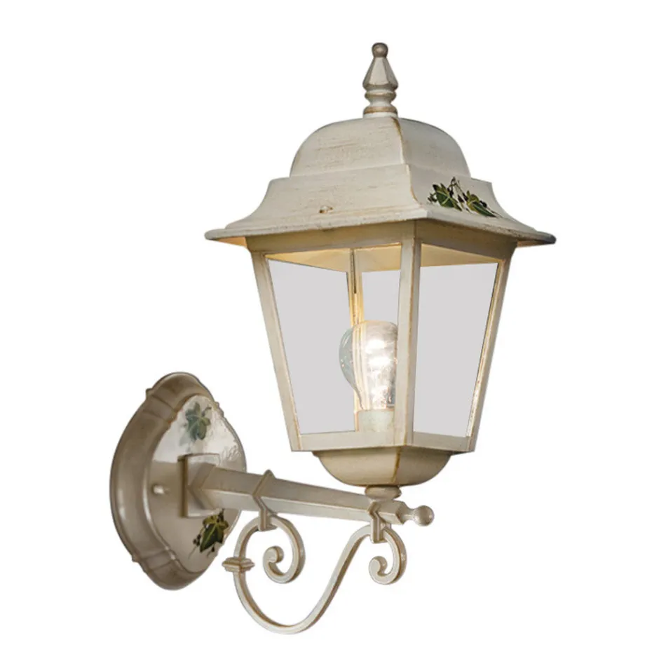 Handverzierte Garten-Wandlampe aus weißem Aluminium - Gorizia Viadurini