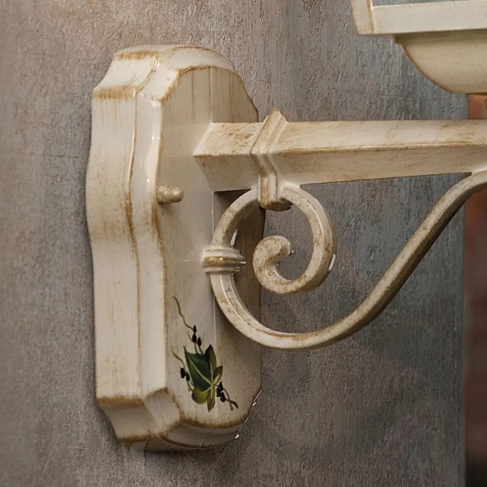 Wandleuchte aus weißem Aluminium und handgemalter Dekoration - Gorizia Viadurini