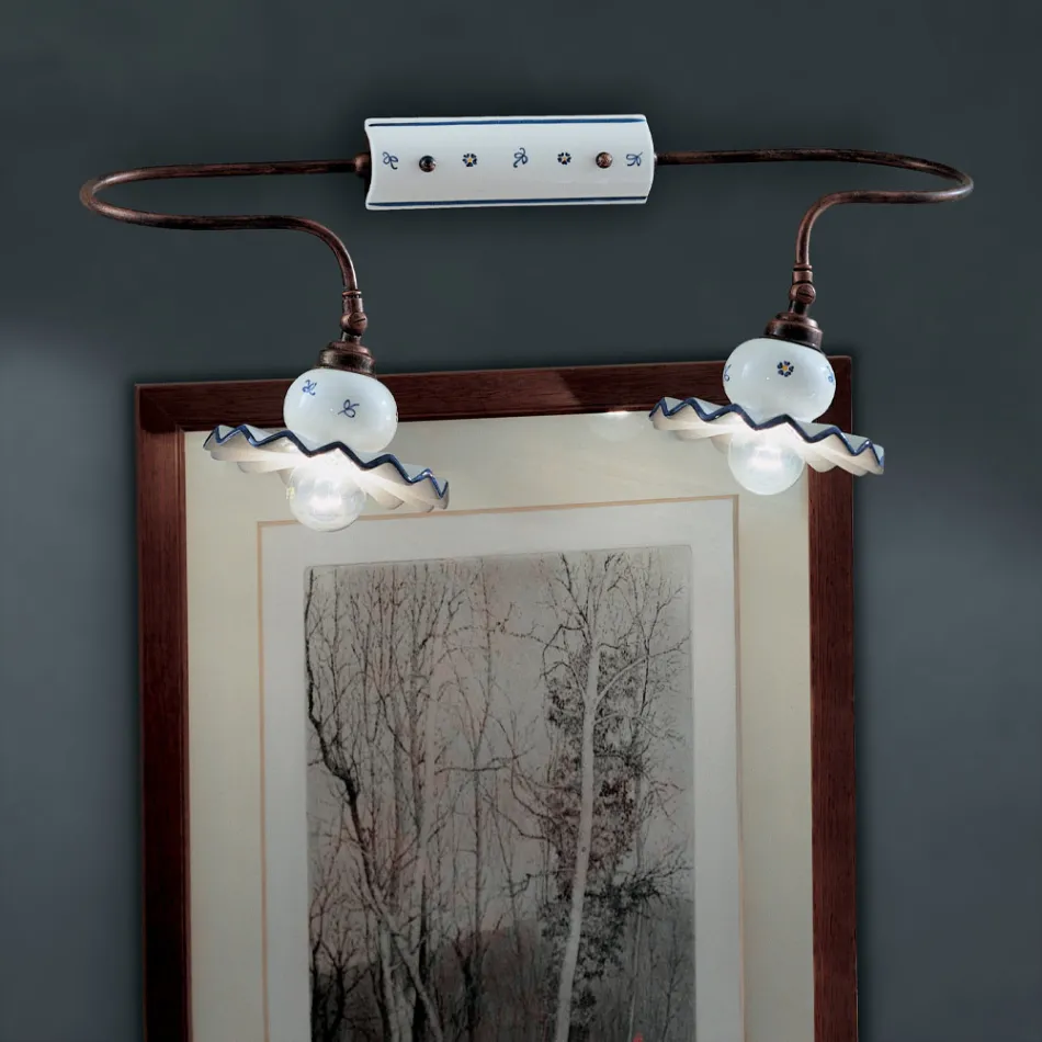 Country Handverzierte Wandleuchte aus Keramik - Rom Viadurini