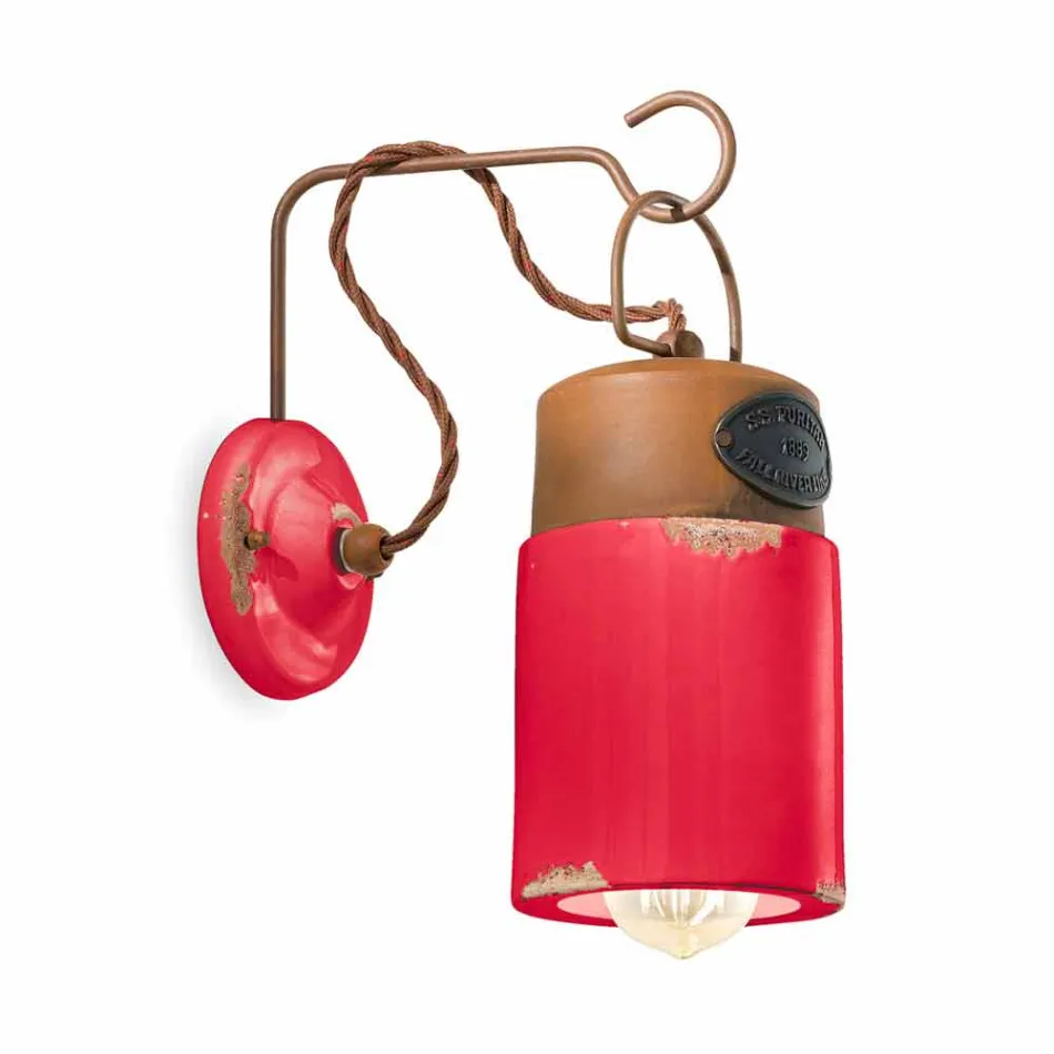 Wandlampe aus Keramik und Eisen Rost Desiree Ferroluce Viadurini