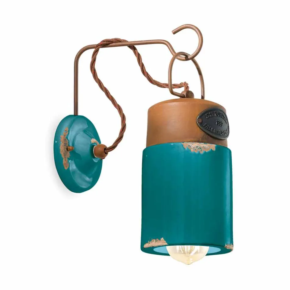 Wandlampe aus Keramik und Eisen Rost Desiree Ferroluce Viadurini