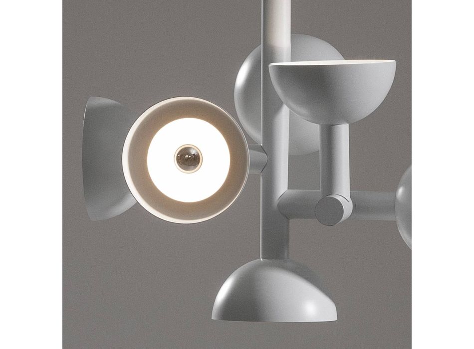 Pendelleuchte 6 Lichter Design in Weiß oder Schwarz Aluminium - Celio Viadurini