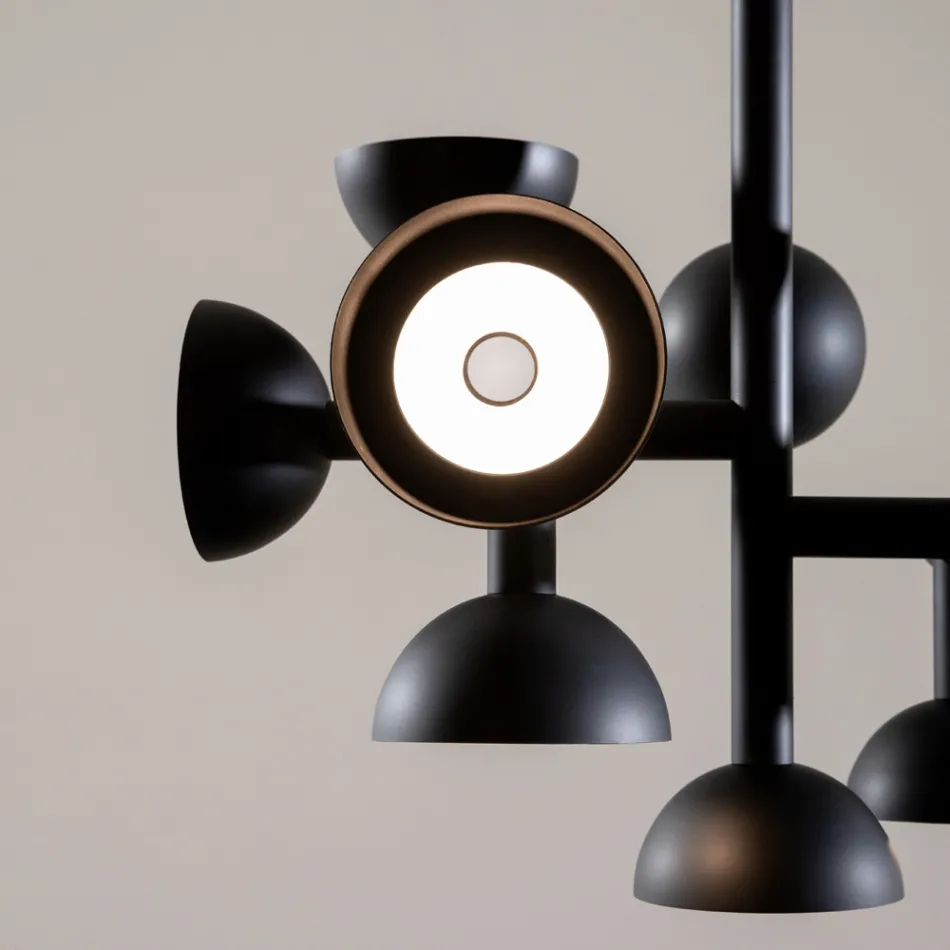 Pendelleuchte 9 Lichter Design in Weiß oder Schwarz Aluminium - Celio Viadurini