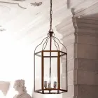 Pendelleuchte mit 3 Leuchten aus Messing und Glas Turandot Viadurini