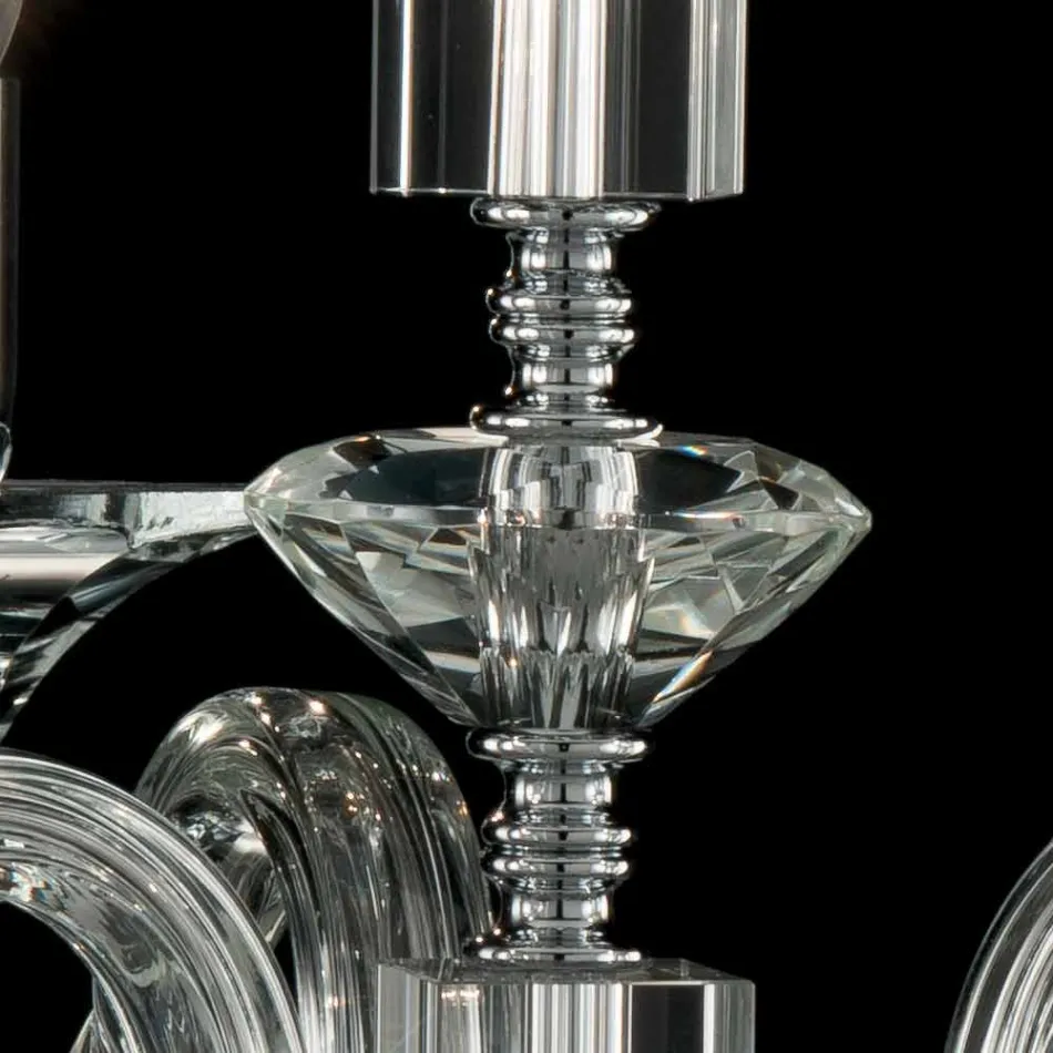 Pendelleuchte mit 3 Leuchten in Glas und Ivy Kristall, hergestellt in Italien Viadurini