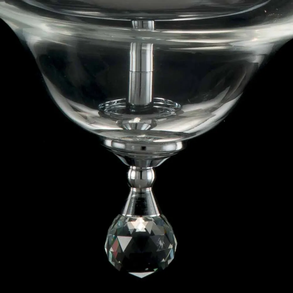 Pendelleuchte mit 3 Leuchten in Glas und Ivy Kristall, hergestellt in Italien Viadurini