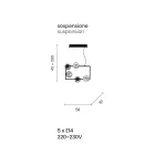 Pendelleuchte mit 5 Lichtern aus Metall und modernem mundgeblasenem Glas - Birga Viadurini