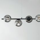 Pendelleuchte mit 6 Lichtern aus Metall und modernem mundgeblasenem Glas - Birga Viadurini