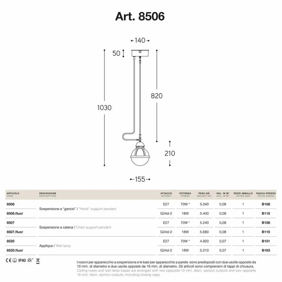Hängelampe Kanten Messing und Weißglas Viadurini