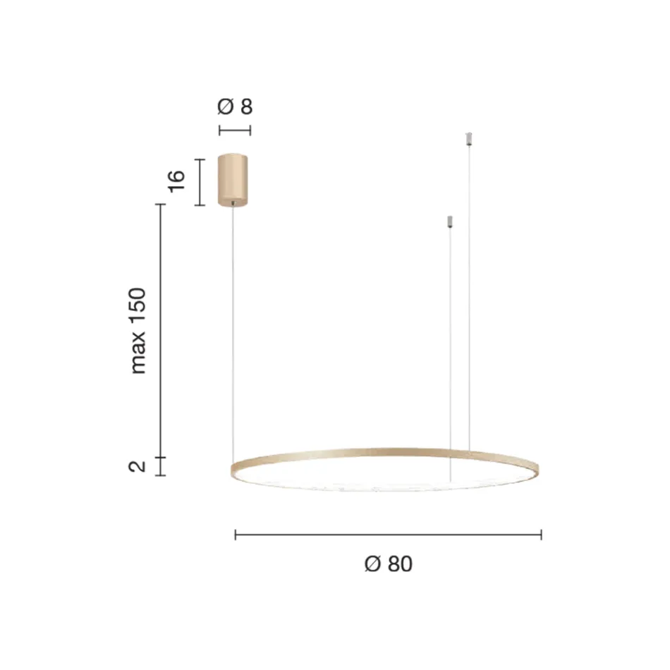 Pendelleuchte mit horizontaler runder LED-Leuchte aus Metall – Maulbeere Viadurini