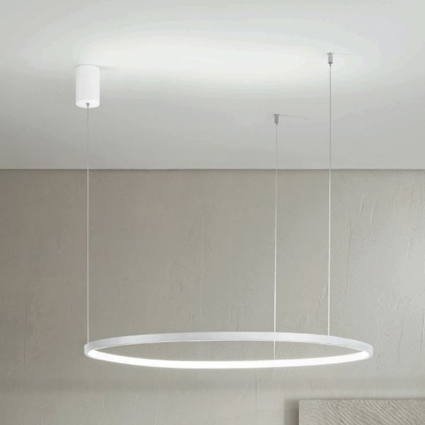 Pendelleuchte mit horizontaler runder led-leuchte aus metall – maulbeere