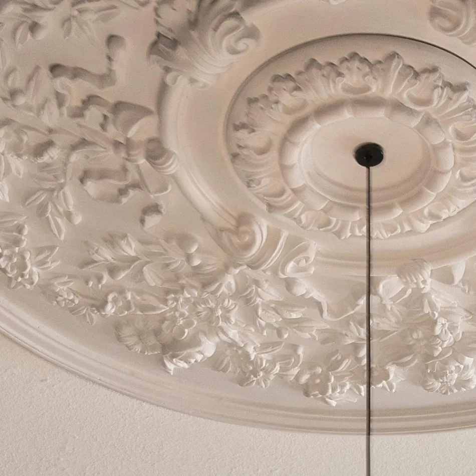 Pendelleuchte Design weißer Gips und schwarzes Aluminium 1 Kegel - Tesera Viadurini