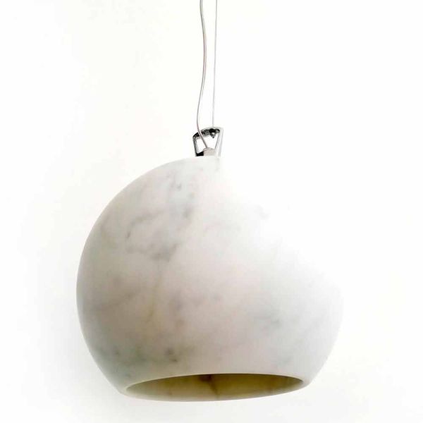 Design hängelampe aus weißem carrara-marmor made in italy - panda