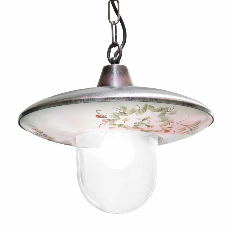 Pendelleuchte aus schwarzem kupfernem Aluminium mit handgefertigter Dekoration - Latina Viadurini