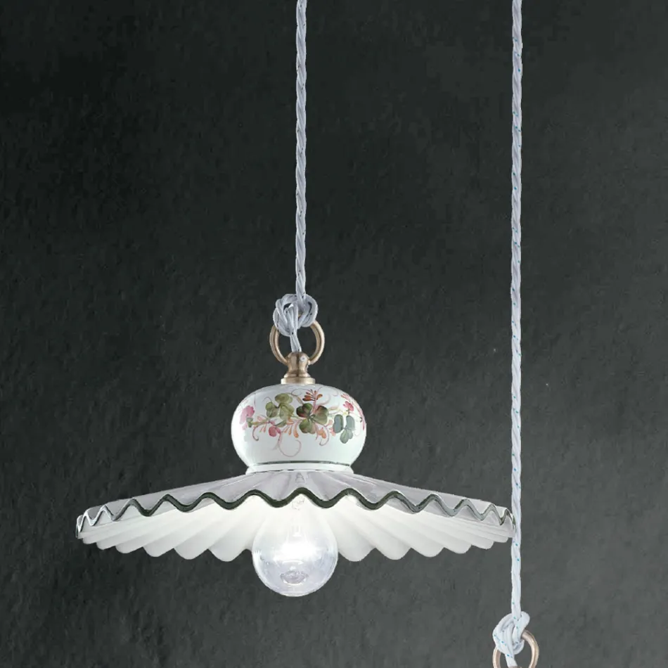 Handverzierte Keramik-Pendelleuchte - Rom Viadurini