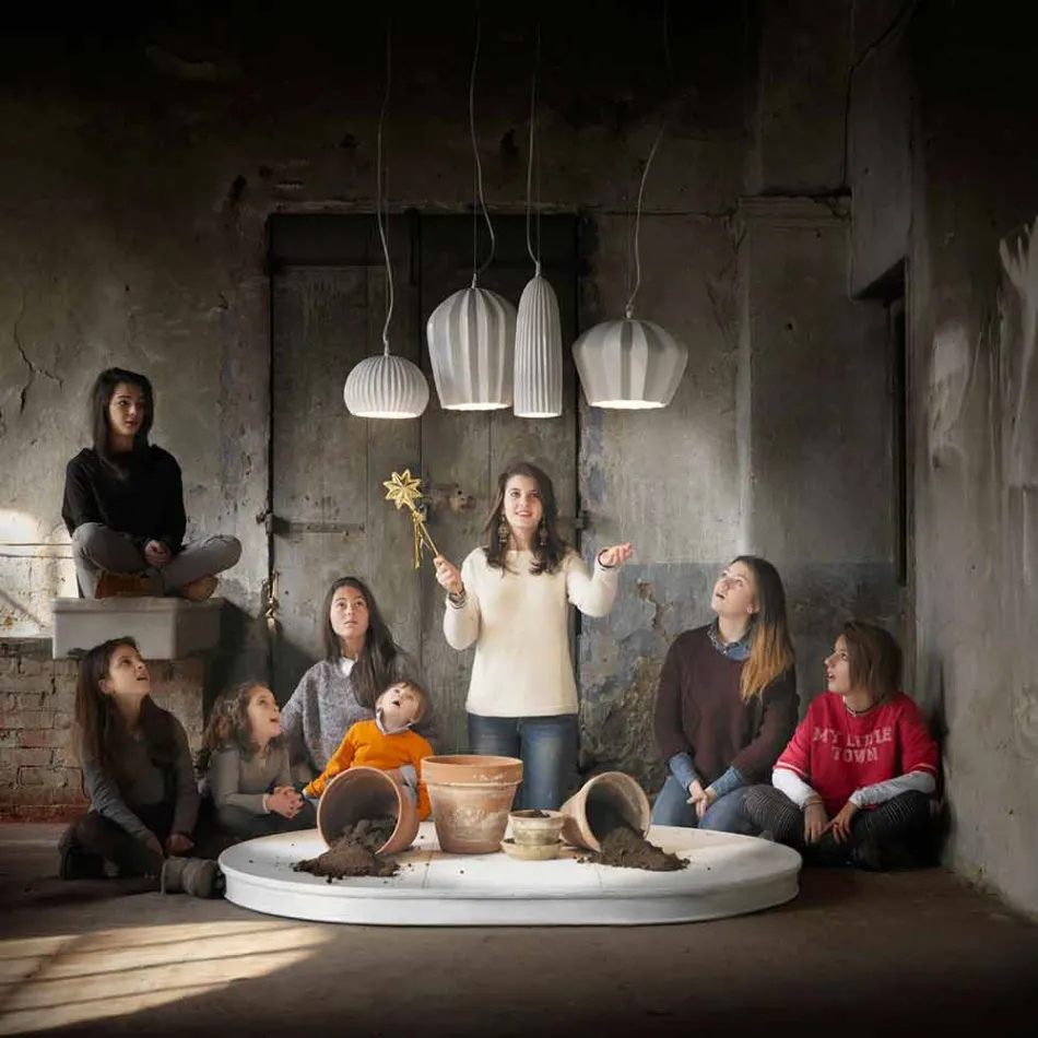 Hängelampe in glänzend weißer Keramik in 4 Formen - Oase Viadurini