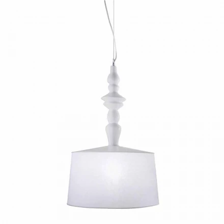 Hängelampe aus weißer Keramik. Shade in Linen Short Design - Cadabra Viadurini