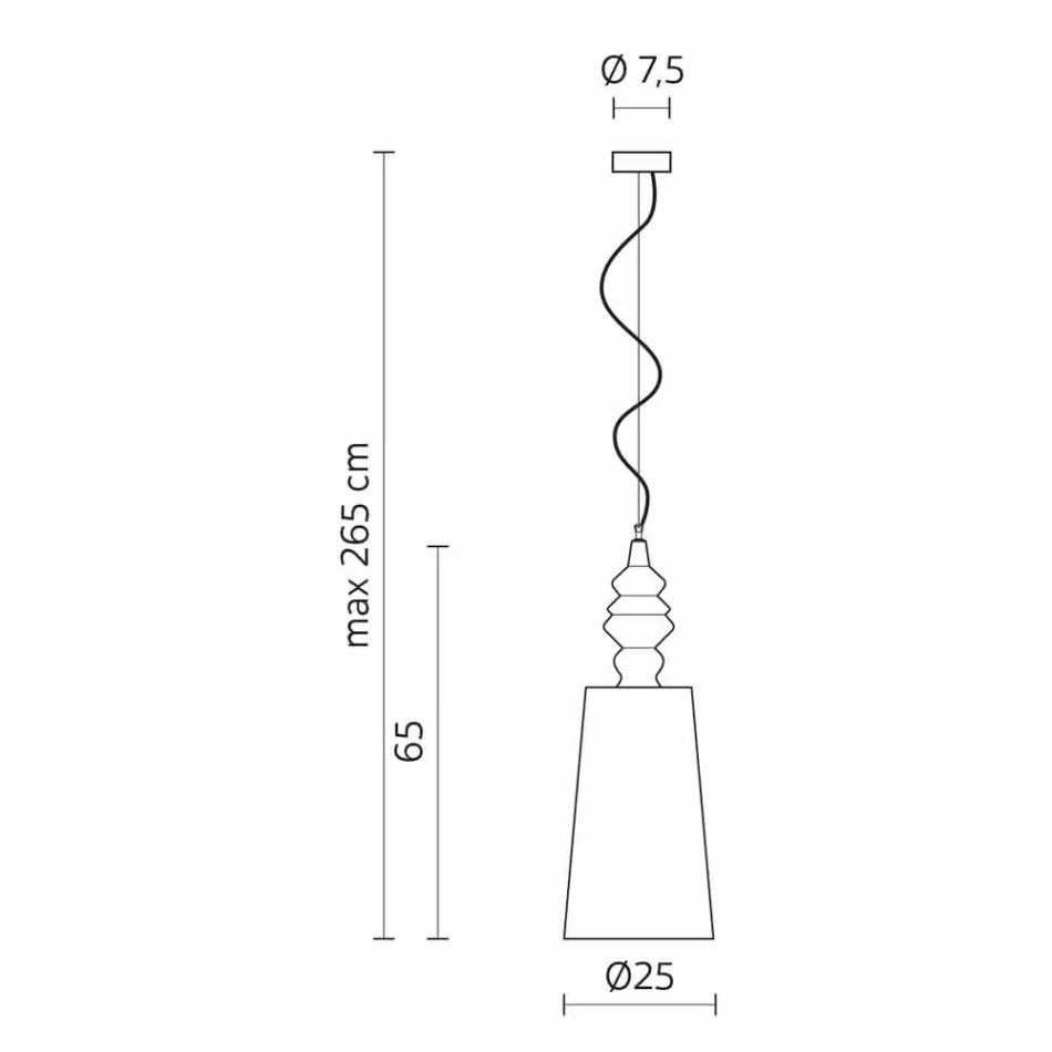 Hängelampe in Weiß Keramik Lampenschirm in Leinen Long Design - Cadabra Viadurini