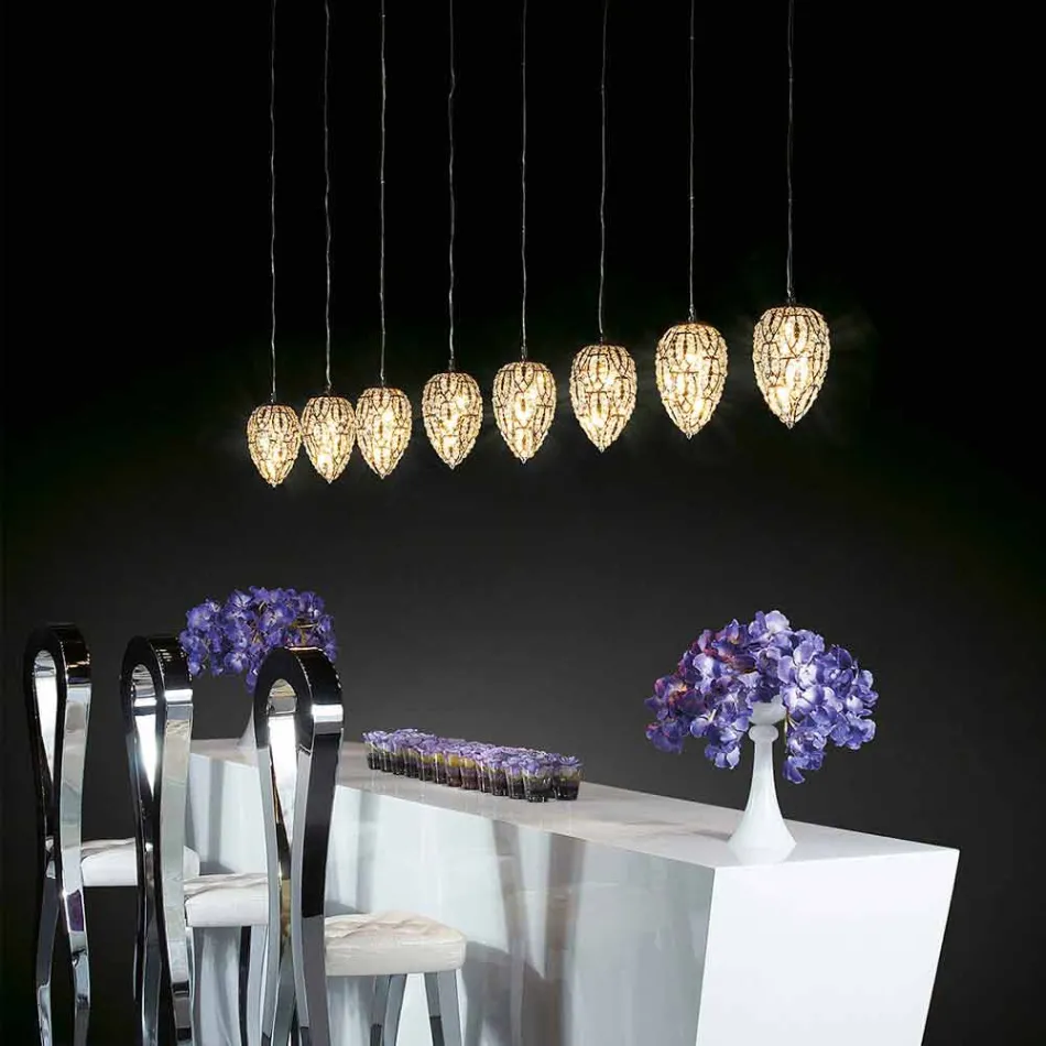 Hängeleuchte aus Glas und Stahl in Form von Ei Viadurini