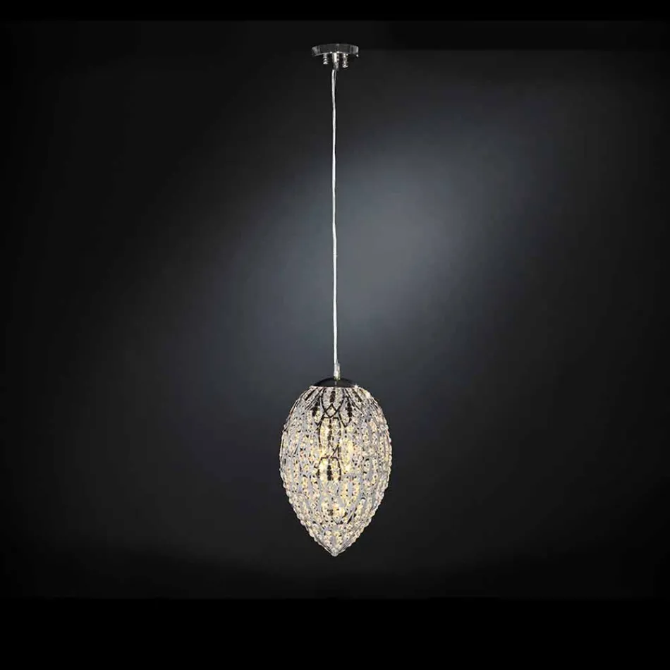 Hängeleuchte aus Glas und Stahl in Form von Ei Viadurini