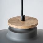 Pendelleuchte aus grauem Metall und Holz mit Nylonkabel - Marlena Viadurini
