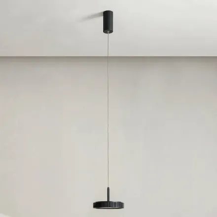 Hängelampe aus schwarz lackiertem Metall und LED-Licht – Hainbuche Viadurini