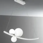 Pendelleuchte aus lackiertem Metall und mundgeblasenem Glas - Partridge Viadurini