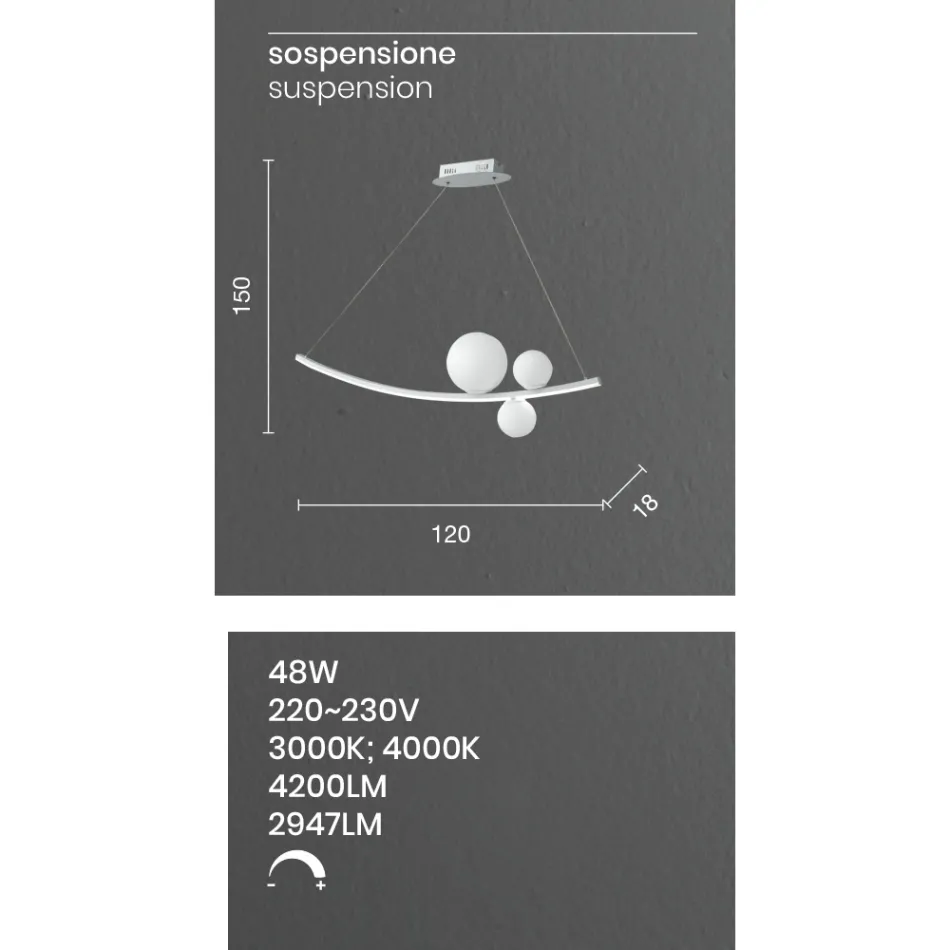 Pendelleuchte aus lackiertem Metall und mundgeblasenem Glas - Partridge Viadurini