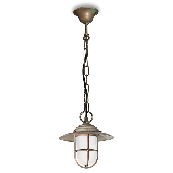 Elfico pendelleuchte aus messing, opalglas und schutzart ip44