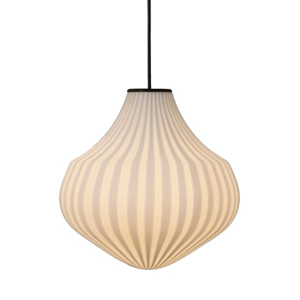 Pendelleuchte aus weißem glas in filigranem design spitz - caravan