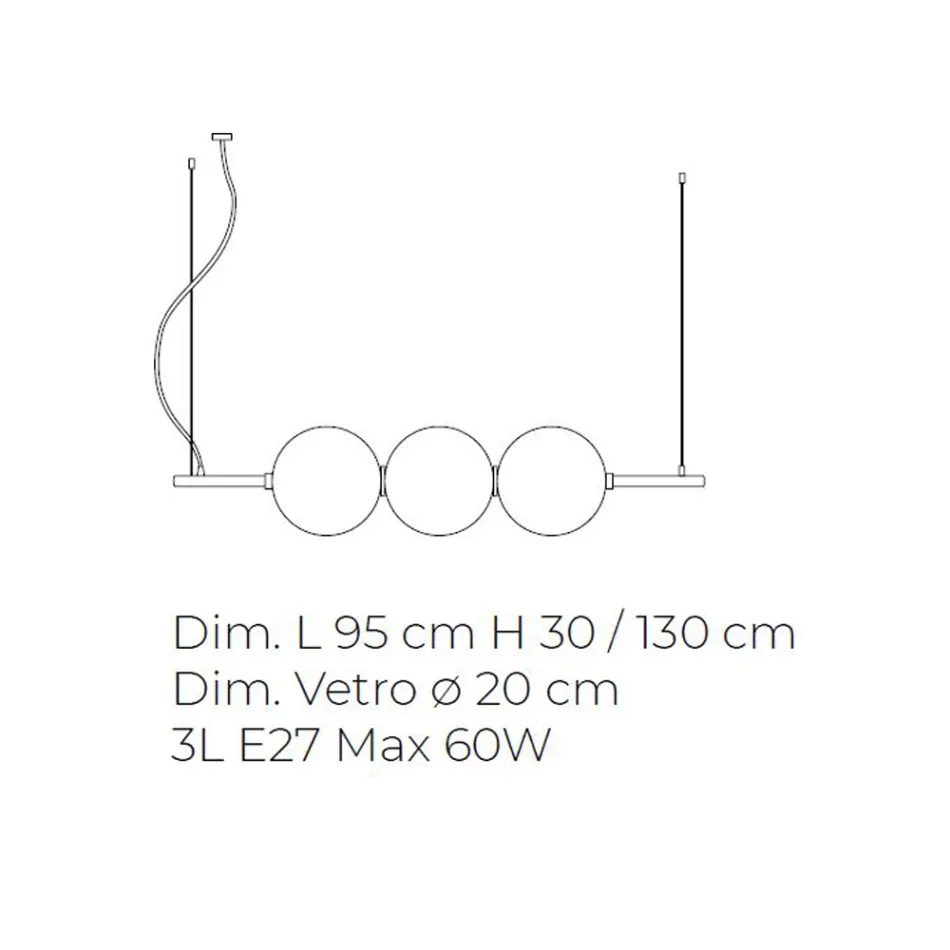 Pendelleuchte aus mundgeblasenem Venedig Glas 95 cm - Jupiter Viadurini