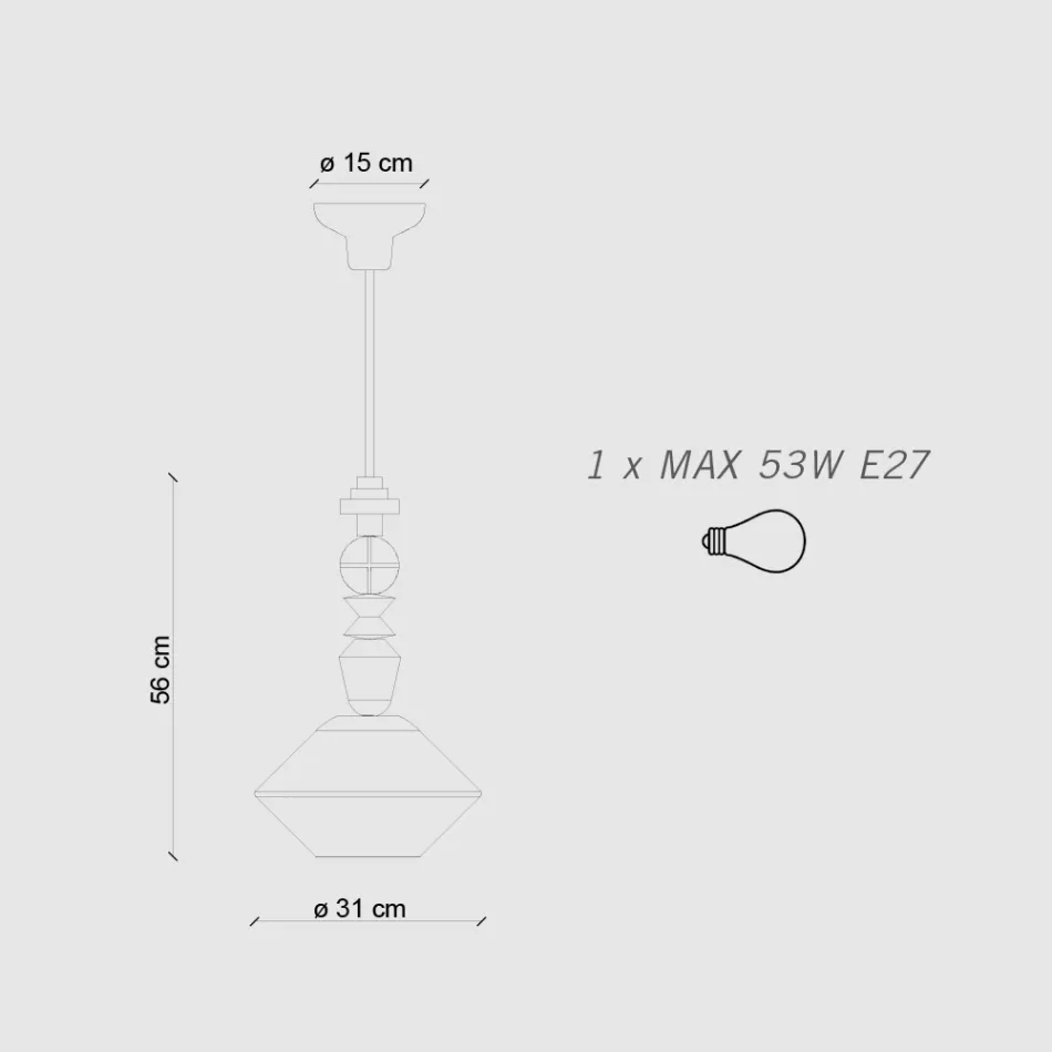 Hängelampe aus Glas und farbiger Keramik, hergestellt in Italien – Lariat Viadurini