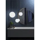 Pendelleuchte aus mundgeblasenem weißem venezianischem Glas - Moon Viadurini