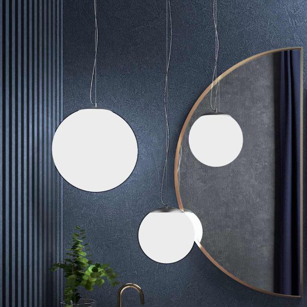 Pendelleuchte aus mundgeblasenem weißem venezianischem glas - moon
