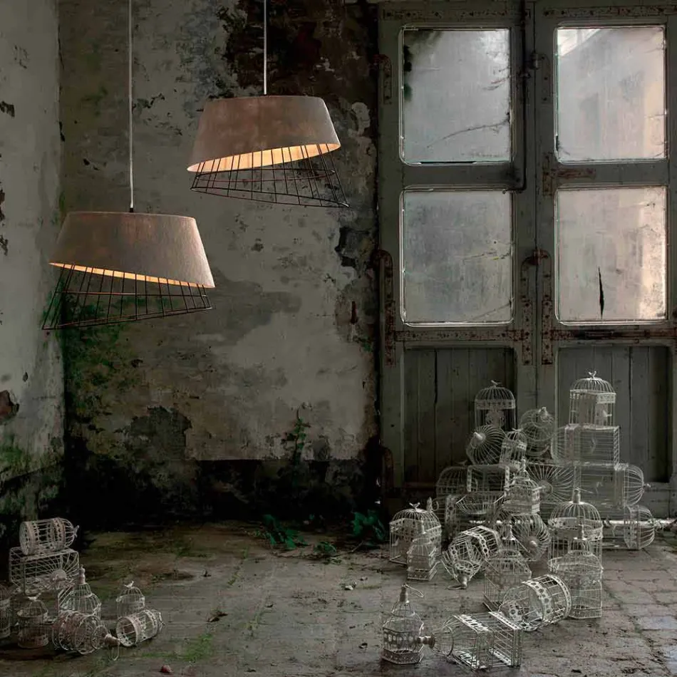 Hängelampe in weißem Design aus Glasfaser und Metall - Solar Viadurini