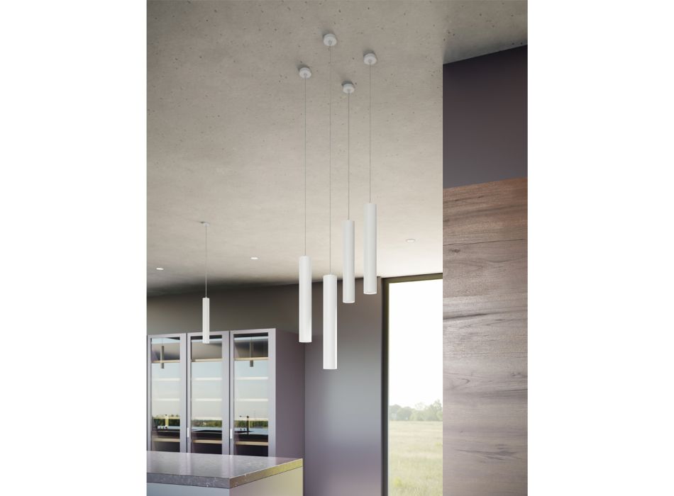 Dekorative LED-Hängelampe aus weißem oder schwarzem Aluminium - Rebolla Viadurini