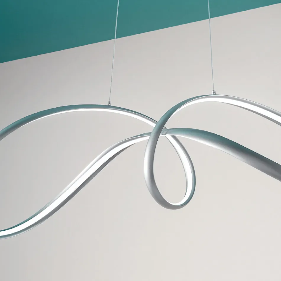 LED-Pendelleuchte aus silberfarbenem Metall, 2 Größen Modernes Design - Lumino Viadurini