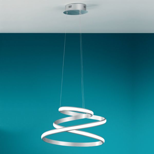 Led pendelleuchte aus weiß oder silber lackiertem metall - rivolta