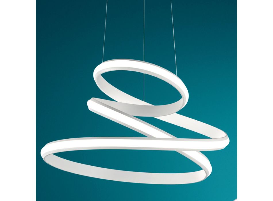 LED Pendelleuchte aus weiß oder silber lackiertem Metall - Rivolta Viadurini