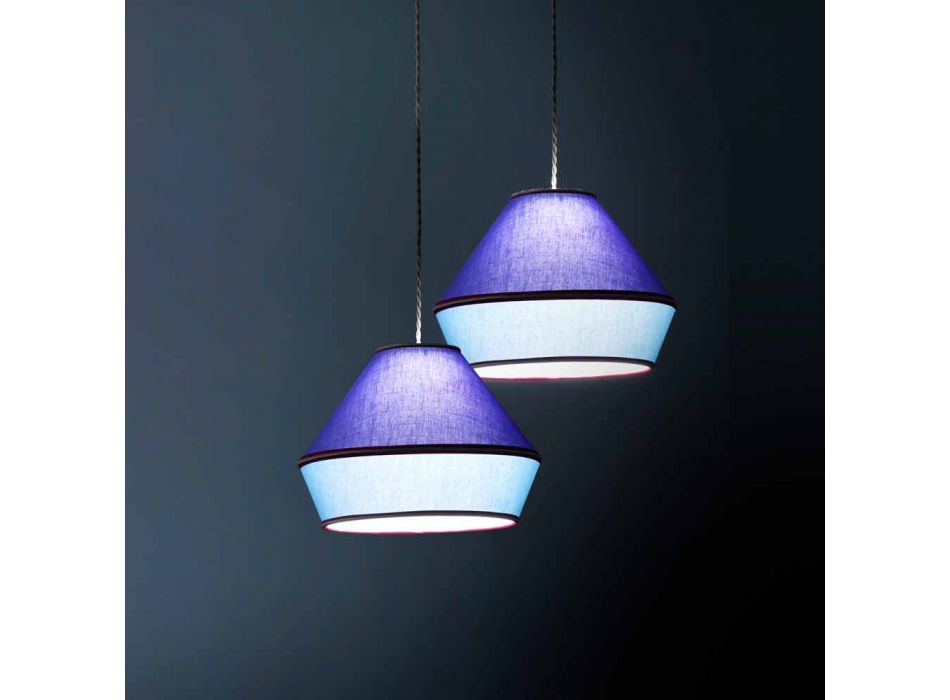 Moderne Hängelampe mit blauem Baumwolllampenschirm Made in Italy - Soja Viadurini