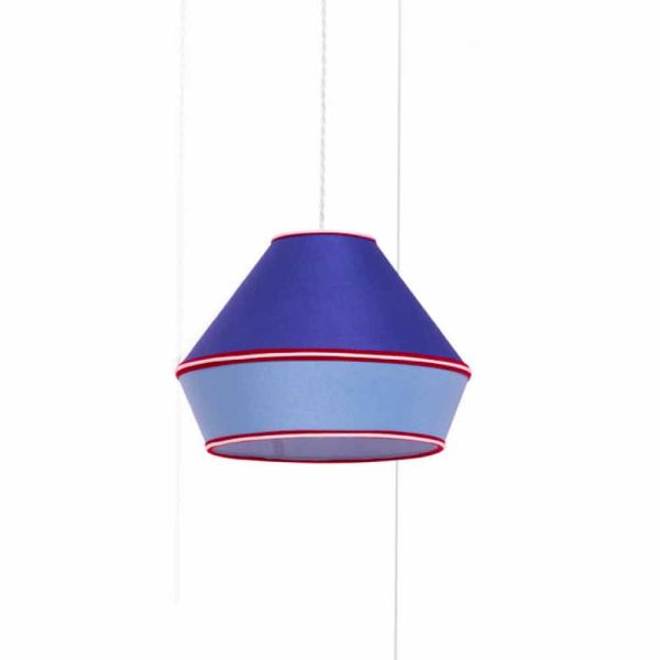Moderne hängelampe mit blauem baumwolllampenschirm made in italy - soja