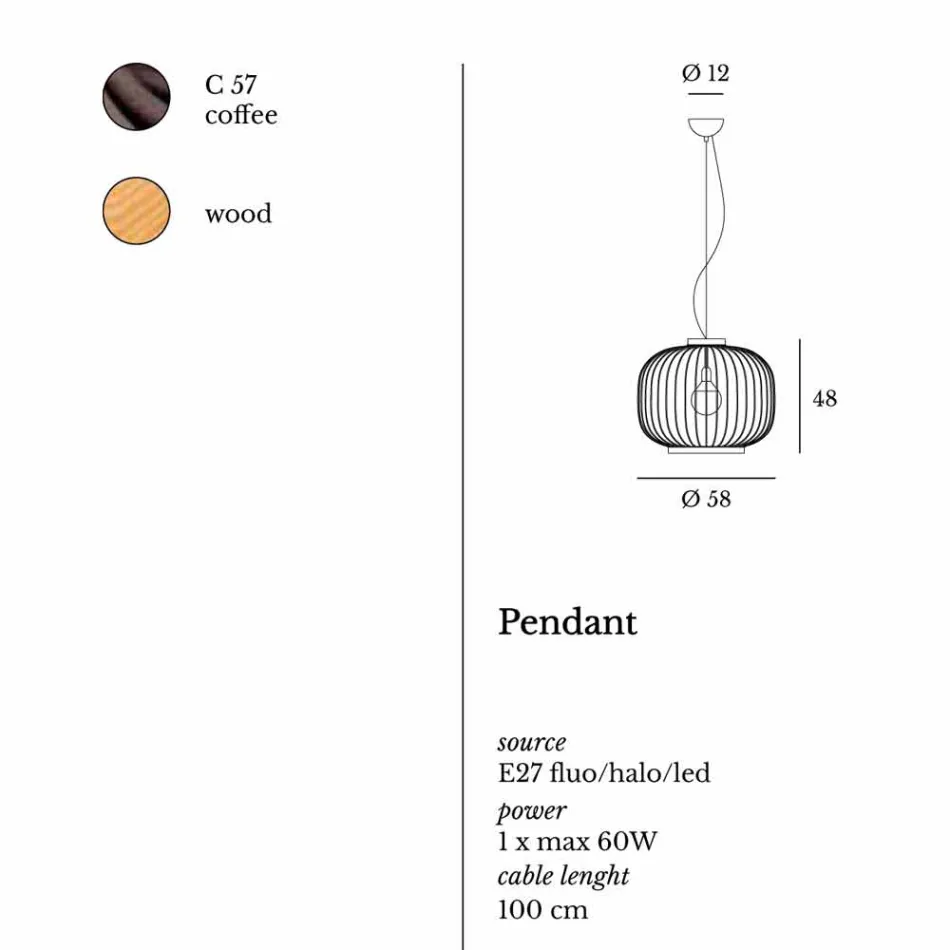 Moderne Pendelleuchte aus Stahl Ø58xh.48xL.80cm cm Viadurini